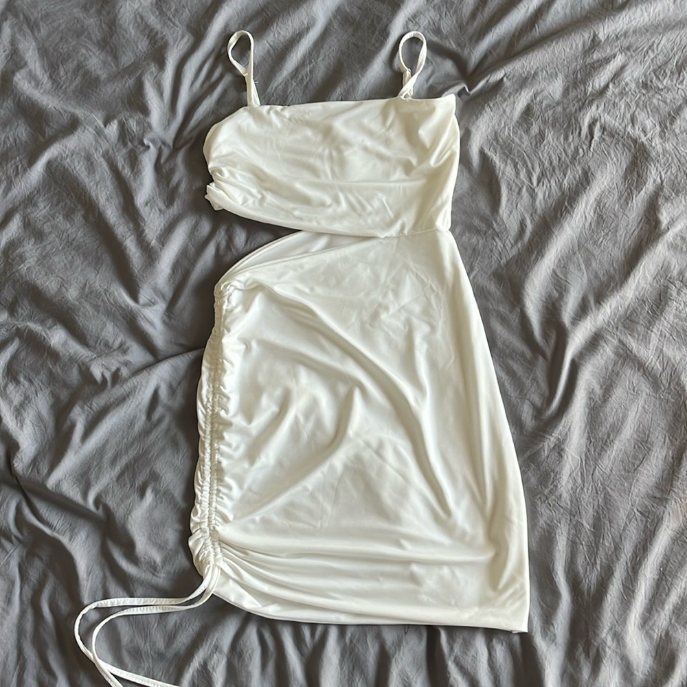 Cutout Ruched Drawstring Club Bodycon Mini Dress - Picture 3 of 3